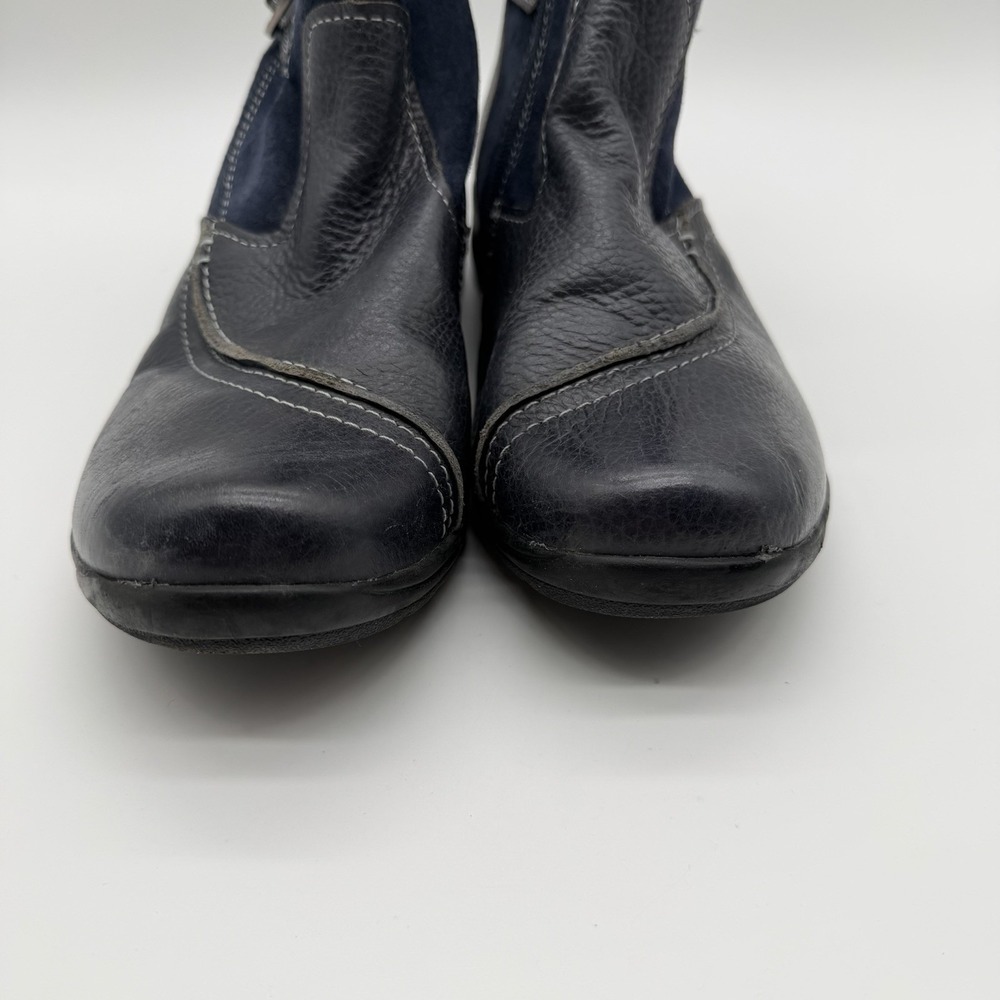 Earth Origins Women's Dayton Ankle Boot Navy Suede Black Leather Size 10 - Picture 4 of 10